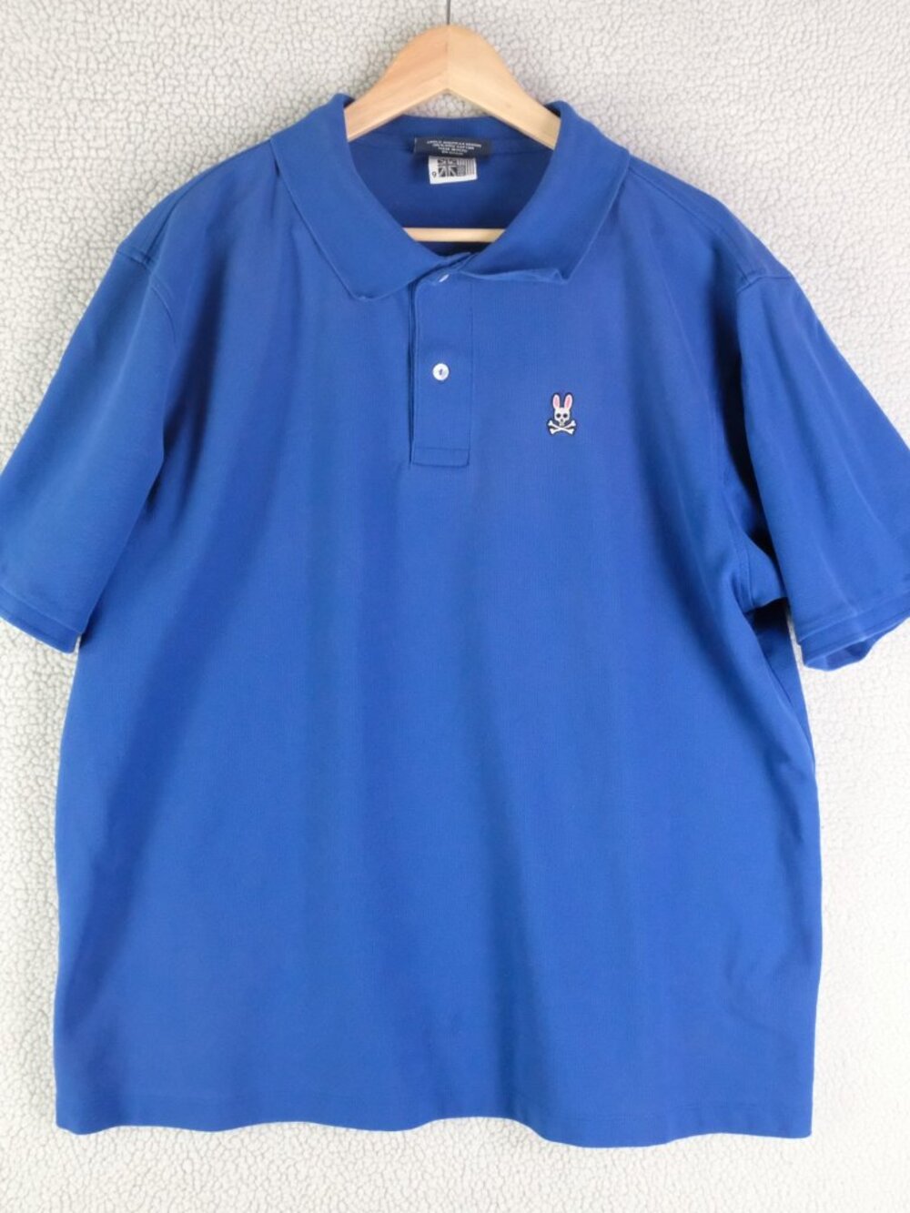 Psycho Bunny Polo Womens 9 3XL Blue Ringer Knit Pima Cotton Logo